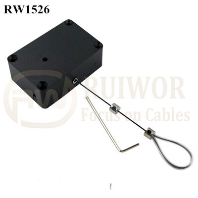 RW1526 Cuboid Multifunctional Retractable Cable With Adjustalbe Stainless Steel Anti-Theft Cable Loop Coated With Silicone Hose
