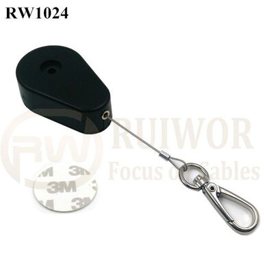 RW1024 Drop-Shaped Retractable Security Tether Plus Key Hook As Tidy Positioned Tool Security Tether