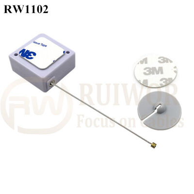 RuiWor RW1102 Square Retractable Pull Cord Plus Dia 30mm Circular Adhesive ABS Plate As Mobile Phone Security Solutions