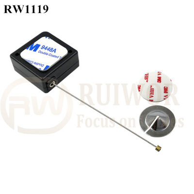 RuiWor RW1119 Square Retractable Extension Cord Reel Plus Dia 22mm Circular Sticky Metal Plate