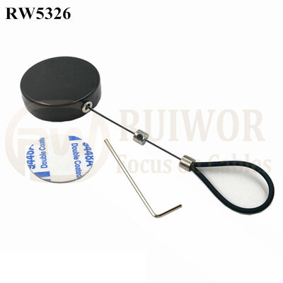 RW5326 Round Security Display Tether Plus Adjustable Stainless Steel Wire Loop Coated Silicone Hose