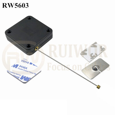 RW5603 Square Heavy Duty Retractable Cable Plus 35X22mm Rectangular Adhesive Metal Plate