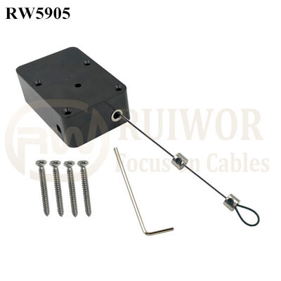 RW5905 Cuboid Heavy Duty Retractable Tether Stop Function Optional Plus Adjustalbe Lasso Loop End By Small Lock And Allen Key
