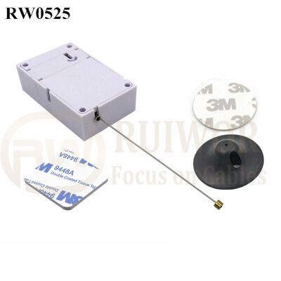RW0525 Cuboid Anti Theft Pull Box With Dia 38mm Circular Adhesive Plastic Plate Connector