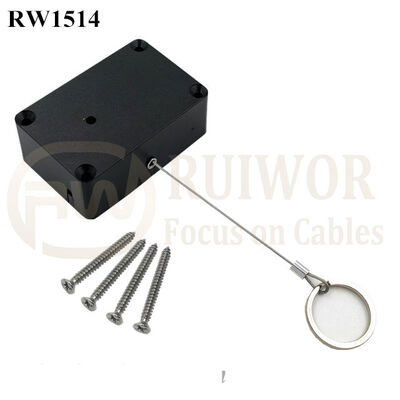 RW1514 Cuboid Multifunctional Retractable Cable With Demountable Key Ring For Retail Product Positioning