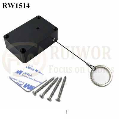 RW1514 Cuboid Multifunctional Retractable Cable With Demountable Key Ring For Retail Product Positioning