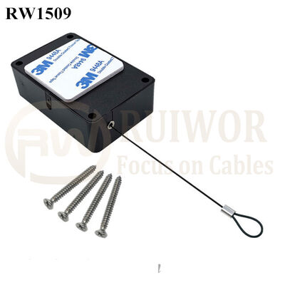 RW1509 Cuboid Multifunctional Retractable Cable With Size Customizable And Fixed Loop End For Retail Product Display Protection