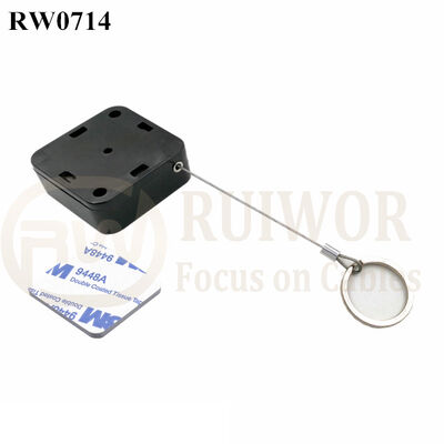 RW0714 Square Retractable Cable Plus With Demountable Key Ring For Retail Positioning Advertising Display