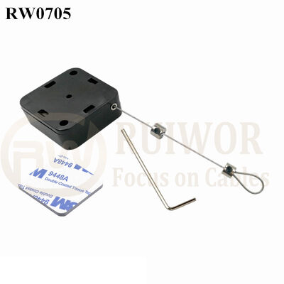 RW0705 Square Retractable Cable Plus Adjustalbe Lasso Loop End By Small Lock And Allen Key