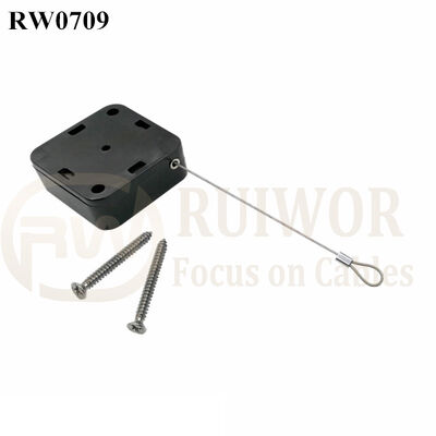 RW0709 Square Retractable Cable Plus Size Customizable Fixed Loop End For Retail Display Protection