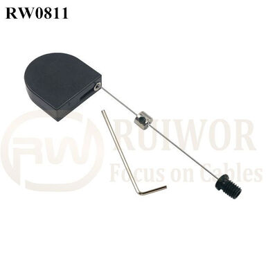 RW0811 D-Shaped Mini Retractable Tether Plus M6x8MM /M8x8MM Or Customized Flat Head Screw Cable End