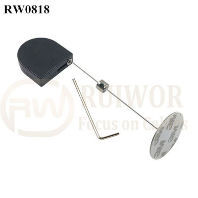 RW0818 D-Shaped Micro Retractable Tether Plus Dia 38mm Circular Sticky Metal Plate
