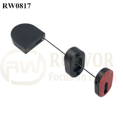 RW0817 D-Shaped Small Retractable Tether Plus Magnetic Clasps For Electronic Parts Store Security Display