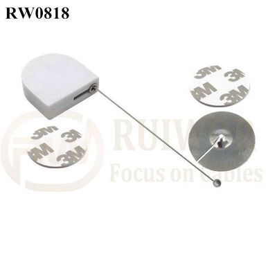 RW0818 D-Shaped Micro Retractable Tether Plus Dia 38mm Circular Sticky Metal Plate