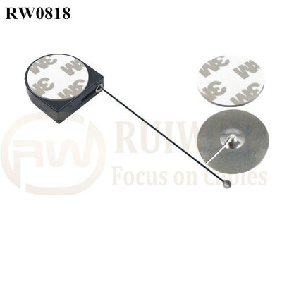 RW0818 D-Shaped Micro Retractable Tether Plus Dia 38mm Circular Sticky Metal Plate