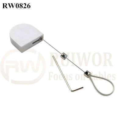 RW0826 D-Shaped Small Retractable Tether Plus Adjustable Stainless Steel Wire Loop Coated Silicone Hose