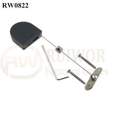 RW0822 D-Shaped Small Retractable Tether Plus Two Screw Perforated Oval Metal Plate Connector Installed By Screw