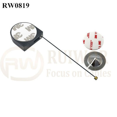 RW0819 D-Shaped Mini Retractable Tether Plus Dia 22mm Circular Sticky Metal Plate