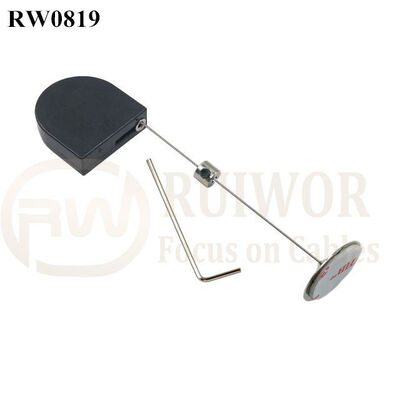 RW0819 D-Shaped Mini Retractable Tether Plus Dia 22mm Circular Sticky Metal Plate
