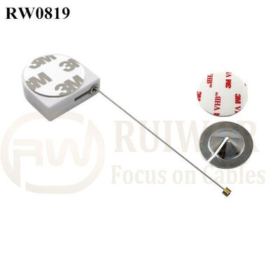 RW0819 D-Shaped Mini Retractable Tether Plus Dia 22mm Circular Sticky Metal Plate