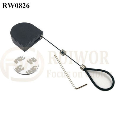 RW0826 D-Shaped Small Retractable Tether Plus Adjustable Stainless Steel Wire Loop Coated Silicone Hose