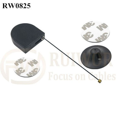 RW0825 D-Shaped Retractable Tether Plus Dia 38mm Circular Adhesive Plastic Plate Connector