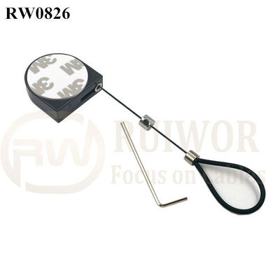 RW0826 D-Shaped Small Retractable Tether Plus Adjustable Stainless Steel Wire Loop Coated Silicone Hose