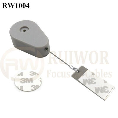 RW1004 Drop-Shaped Retractable Security Tether Plus 45X19mm Rectangular Sticky Metal Plate