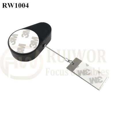 RW1004 Drop-Shaped Retractable Security Tether Plus 45X19mm Rectangular Sticky Metal Plate