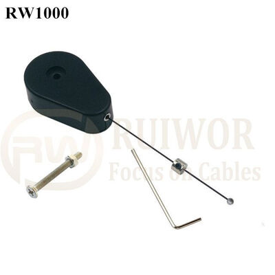 RW1000 Drop-Shaped Retractable Security Tether With Connectors For Several Product Positioning Display