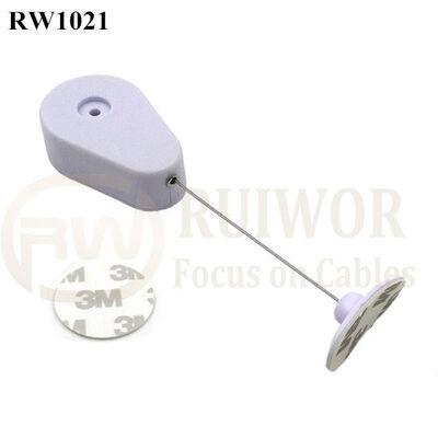 RW1021 Drop-Shaped Retractable Security Tether Plus 33x19MM Oval Sticky Flexible Rubber Tips For Curved Surface Product