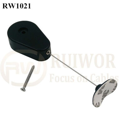RW1021 Drop-Shaped Retractable Security Tether Plus 33x19MM Oval Sticky Flexible Rubber Tips For Curved Surface Product