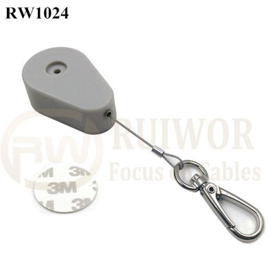 RW1024 Drop-Shaped Retractable Security Tether Plus Key Hook As Tidy Positioned Tool Security Tether