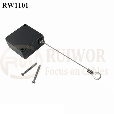 RuiWor RW1101 Square Spring Return Steel Cable Reel Retractable With Ring Terminal Inner Hole 3mm 4mm 5mm For Option