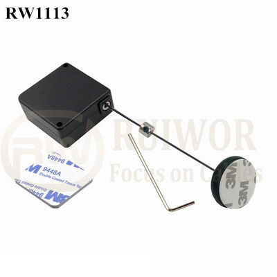 RW1113 Square Retail Security Tether Plus Dia 30MMx5.5MM Circular Adhesive ABS Block