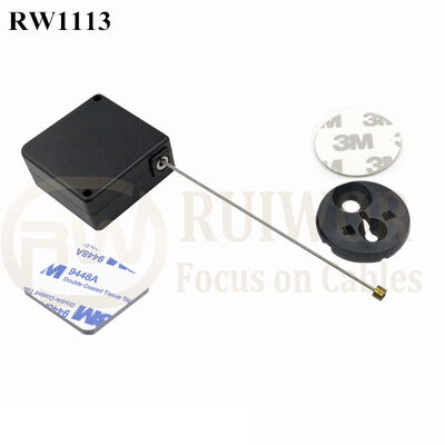 RW1113 Square Retail Security Tether Plus Dia 30MMx5.5MM Circular Adhesive ABS Block
