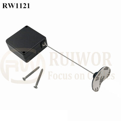 RuiWor RW1121 Square Retractable Security Cable Mechanism Plus 33X19mm Sticky Flexible Rubber Tips For Stores Secure Display