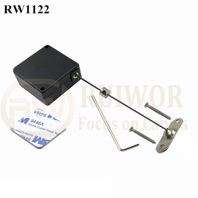 RuiWor RW1122 Square Retractable Tool Lanyard Plus Perforated Metal Plate Connector Installed By Screw