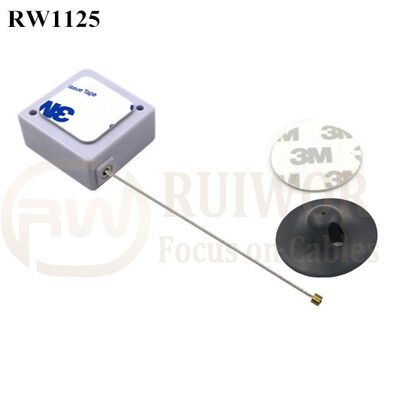 RuiWor RW1125 Square Spring Return Steel Cable Reel Retractable Plus Dia 38mm Circular Adhesive Plastic Plate