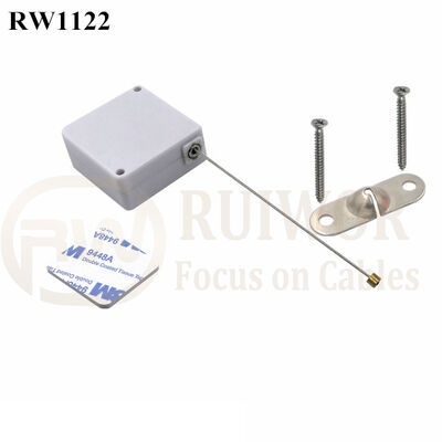 RW1122 Square Retail Security Tether Plus 10x31MM Two Screw Perforated Oval Metal Plate Connector Installed By Screw