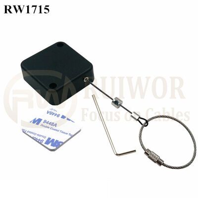 RW1715 Square Security Tether Plus Size Customizable Wire Rope Ring Catch