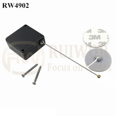 RW4902 Square Ratcheting Retractable Tether Plus Ratchet Function Plus Dia 30mm Circular Adhesive ABS Plate
