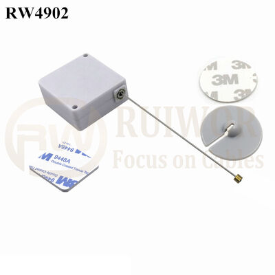 RW4902 Square Ratcheting Retractable Tether Plus Ratchet Function Plus Dia 30mm Circular Adhesive ABS Plate