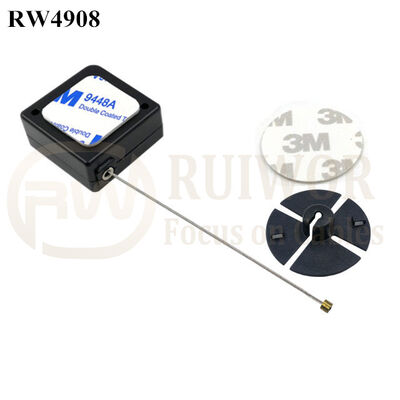 RW4908 Square Ratcheting Retractable Tether Plus Stop Function Dia 38mm Circular Sticky Flexible ABS Plate