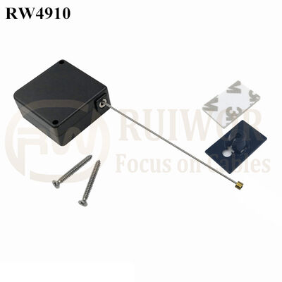 RW4910 Square Ratcheting Retractable Tether Plus Ratchet Function Plus 25X15mm Rectangular Adhesive ABS Plate