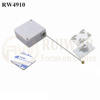 RW4910 Square Ratcheting Retractable Tether Plus Ratchet Function Plus 25X15mm Rectangular Adhesive ABS Plate