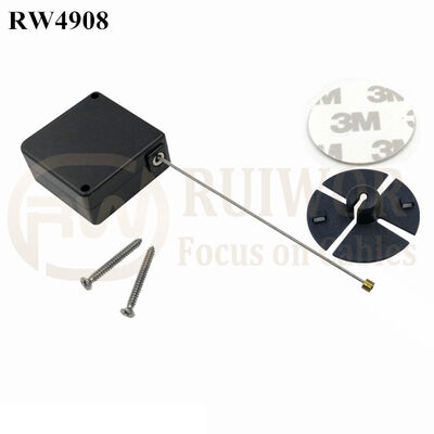 RW4908 Square Ratcheting Retractable Tether Plus Stop Function Dia 38mm Circular Sticky Flexible ABS Plate