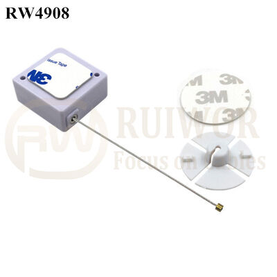 RW4908 Square Ratcheting Retractable Tether Plus Stop Function Dia 38mm Circular Sticky Flexible ABS Plate