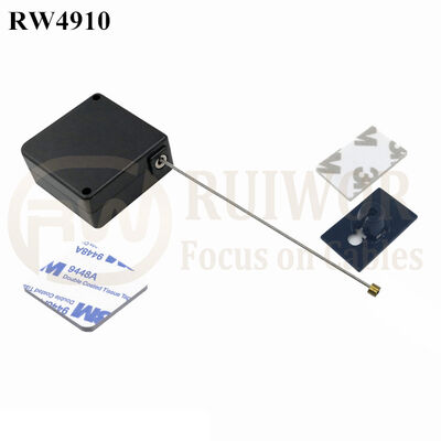RW4910 Square Ratcheting Retractable Tether Plus Ratchet Function Plus 25X15mm Rectangular Adhesive ABS Plate