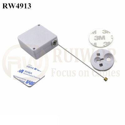 RW4913 Square Ratcheting Retractable Tether Plus Pause Function Plus Dia 30MMx5.5MM Circular Adhesive ABS Block